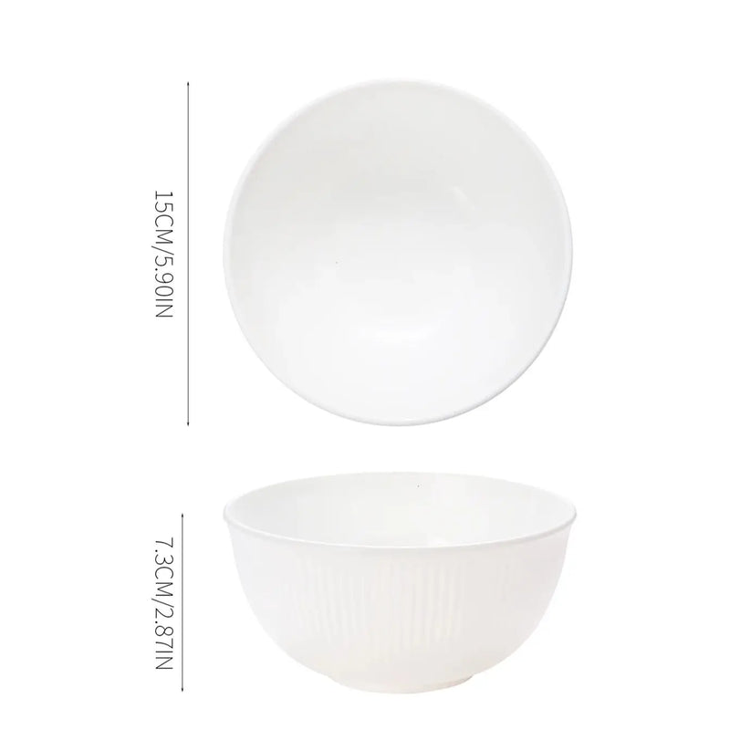 Axyaa White Vertical Grain Bowl Set - 8pcs Reusable Plastic Meal Bowls