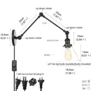 Axyaa Industrial Clear Glass LED Wall Lamp Pull Chain Switch Vintage Style