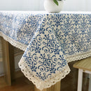 Axya Retro Blue & White Porcelain Pattern Tablecloth - Chinese Classical Cotton Linen
