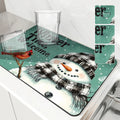 Axyaa Snowman Drying Mat - Quick Kitchen Drain Pad for Faucet & Dishware