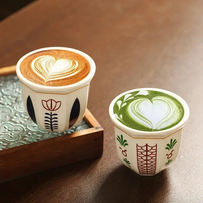 Axyaa Art Flower Espresso Cups - Set of 2