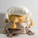 Axyaa Soft Knit Cushion Cover 45x45cm Solid Pillow Case with Tassels
