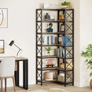 Tribesigns 7-Shelf Corner Bookshelf by Axyaa - Modern 7-Tier Tall Display Rack