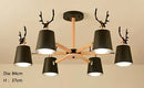 Axyaa Iron Antler Chandelier Kitchen Restaurant Bar Lighting E27, Nordic Minimalist Modern, Black White Wood
