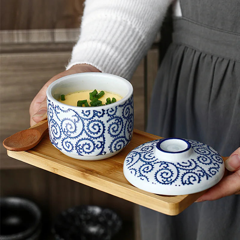 Axya Ceramic Bird's Nest Egg Cup Stew Pot Japanese Dessert Soup Bowl Tableware
