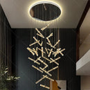 Axyaa Crystal Chandelier Stair Pendant Lamp Living Room Interior Lighting