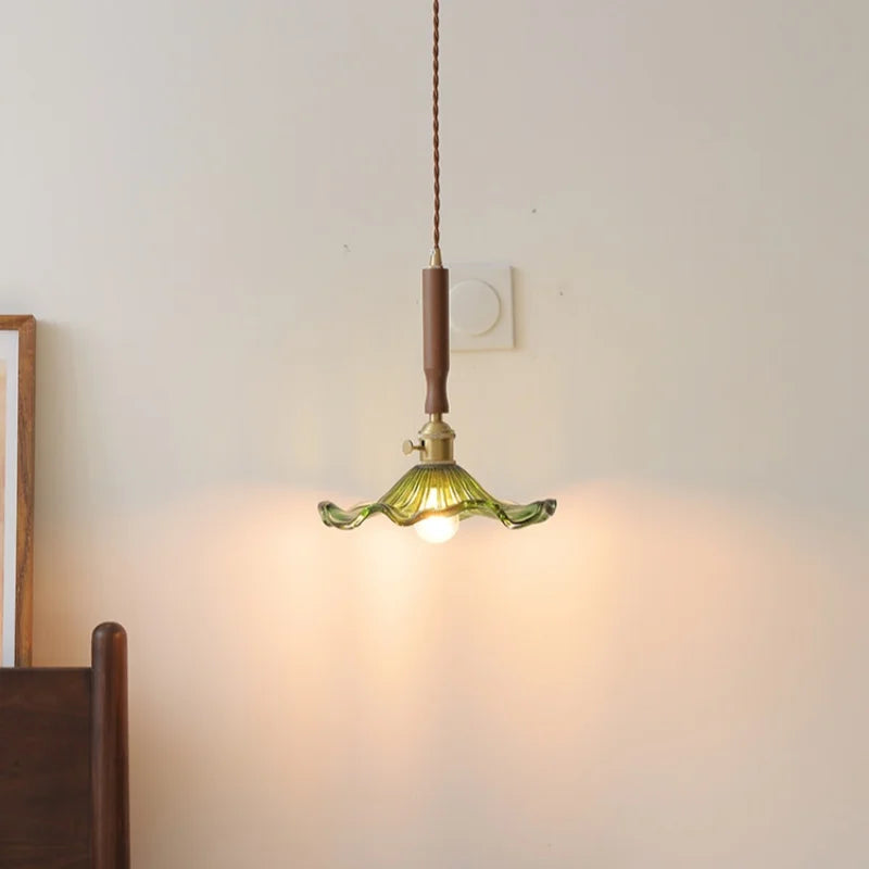 Axyaa Nordic LED Pendant Lights Glass Walnut Copper Hanging Lamp