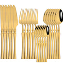 Axyaa 24-Piece Stainless Steel Cutlery Set - Knife Fork Spoon Dinnerware Silverware