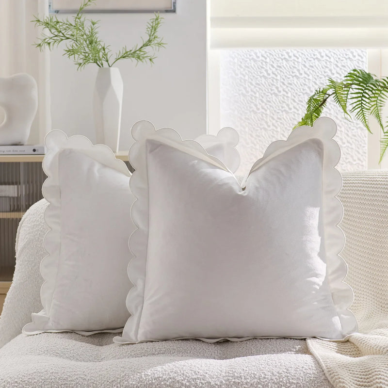 Axyaa Wave Fringed Velvet Cushion Cover in Various Colors