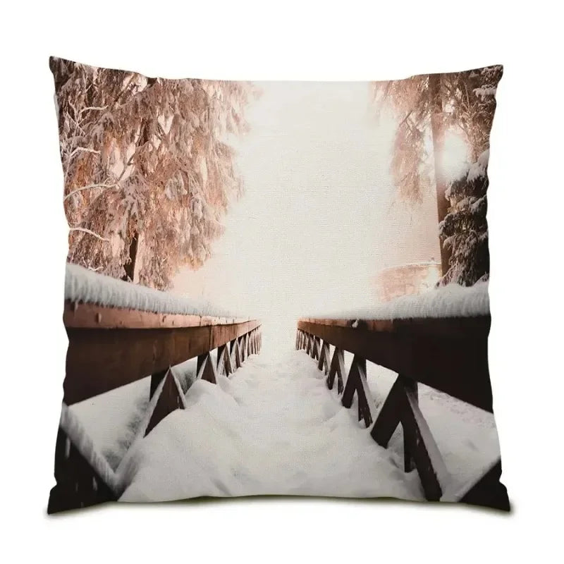 Snow Scenery Pillowcase Sofa Art Gift Beach Home Decor Axyaa Collection