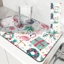 Flamingos Square Dry Mat: Axyaa Absorbent & Anti-slip Cup Drainer