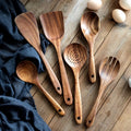 Axyaa Kitchen Utensils Set: Non-Stick Cookware, Wooden Handle, Soup Spoon, Spatula, Rice Spoon, Shovel