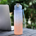 Axyaa Sports Water Bottle with Straw, Large Capacity, Leak-Proof, Portable, Motivational, Outdoor & Travel