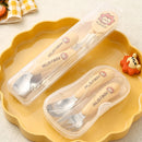 Axyaa Kids Cutlery Set: Stainless Steel Fork Spoon Chopstick Box Set