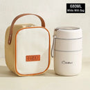 Axyaa Double-Layer Stainless Steel Thermal Lunch Box with Spoon and Bag