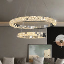 Axyaa Crystal Pendant Lights Modern Luxury LED Chandeliers Gold Ring Lamps for Home Decor