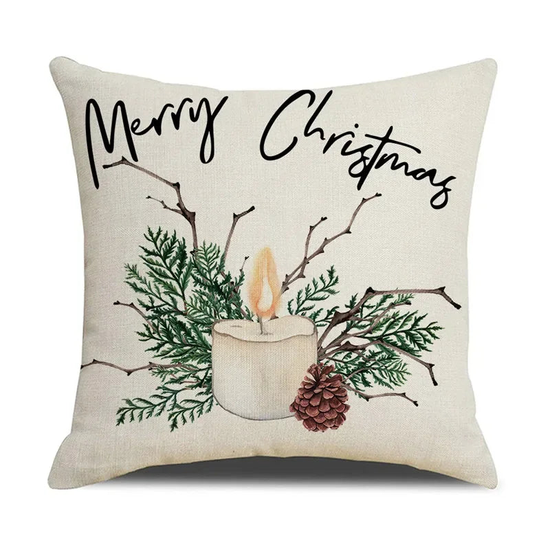 Axyaa Christmas Birds Pillowcase 45X45cm Linen Cushion Cover for Sofa
