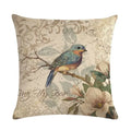 Axyaa Retro Bird Branch Linen Pillow Cover for Home Decor and Comfort
