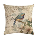 Axyaa Retro Bird Branch Linen Pillow Cover for Home Decor and Comfort
