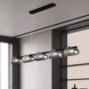 Axyaa Smoky Gray Glass Chandelier LED Pendant Light for Luxury Dining Room