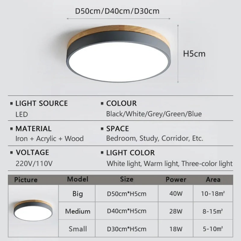 Axyaa Nordic Macaron Wood Ceiling Light for Home Decor and LED Lighting