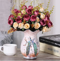 Axyaa Ceramic Vase & Flower Arrangement Set - Home Decor Crafts