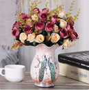 Axyaa Ceramic Vase & Flower Arrangement Set - Home Decor Crafts
