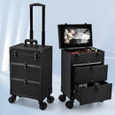 Axyaa 3-in-1 Rolling Makeup Case with 2 Large Drawers for Nail & Travel Makeup