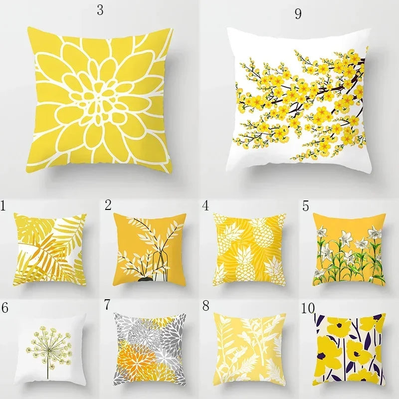 Axyaa Yellow Flower Pillowcase for Home Sofa Lumbar Cushion