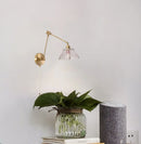 Axyaa Vintage LED Wall Lamp Swing Long Arm Loft Glass Copper Light for Bedroom