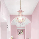 Axyaa Pink Rose Bouquet Crystal Chandelier for Girls Bedroom