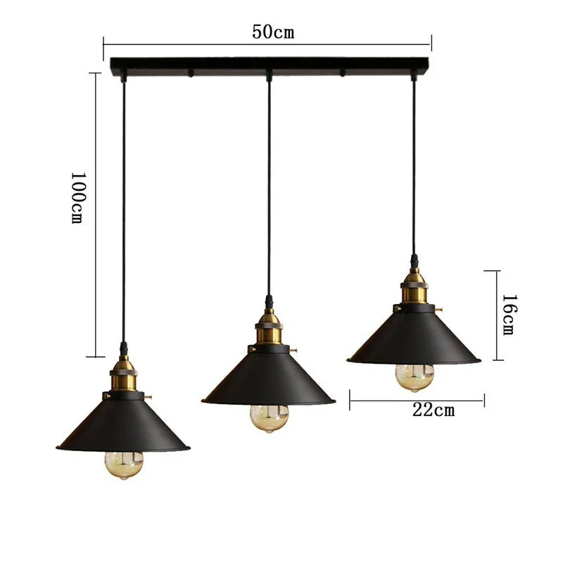 Axyaa 3-Head Industrial Pendant Chandelier for Kitchen, Bedroom, Home - Black/White