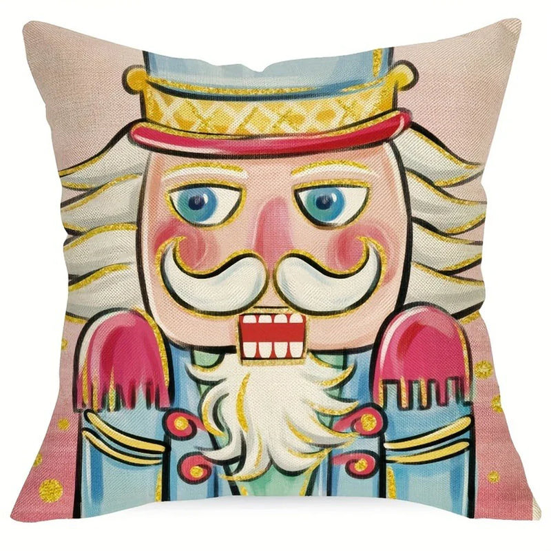 Nutcracker Pillowcase for Living Room Sofa with Zipper Closure by Axyaa