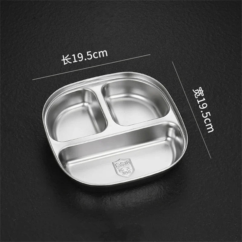 Axyaa Stainless Steel Divided Serving Tray Dinner Plate Lunch Container
