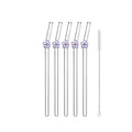 Axyaa Glass Flower Straws Set for Cocktails & Smoothies