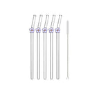 Axyaa Glass Flower Straws Set for Cocktails & Smoothies