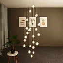 Axyaa Glass Crystal Staircase Chandelier - Luxury Living Room Ceiling Dining Indoor Lighting