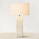 Axyaa Travertine Table Lamp with Fabric Lampshade & LED Bulb