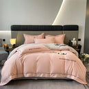 Axyaa Long Staple Cotton Bedding Set: 4-Piece Matte Sheet & Duvet Cover in Pure Cotton