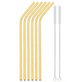 Axyaa Gold Stainless Steel Reusable Metal Straw Set for Parties and Juice Bars