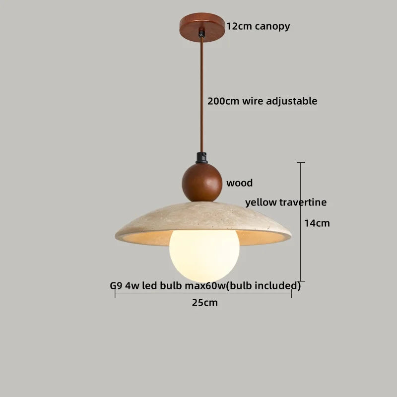 Axyaa White Glass Ball LED Pendant Lights with Wooden Base