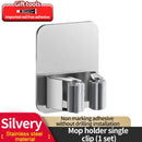 Axyaa Wall-Mounted Mop Clip Holder Hook: Stainless Steel/Aluminum Bathroom Storage Rack