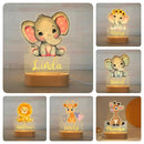 Axyaa Acrylic USB NightLight with Custom Name, Animal Design for Kids' Bedroom Décor