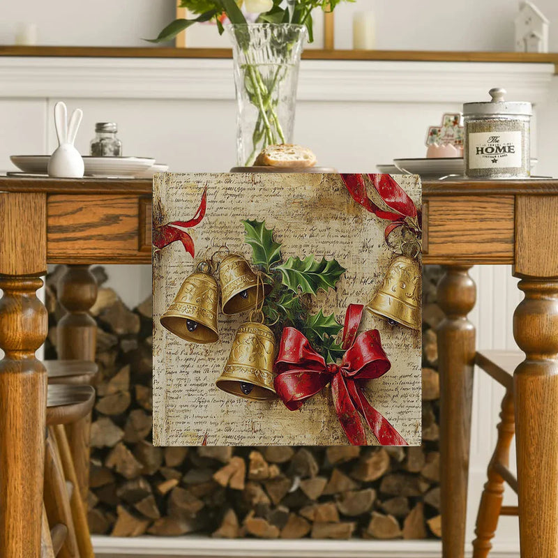 Axyaa Retro Style Christmas Table Runner for Wedding Holiday Party Decor