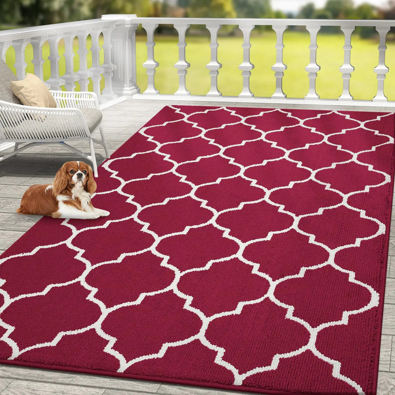 Axyaa Brown Washable Indoor Entrance Mat with Geometry Pattern, 50x80