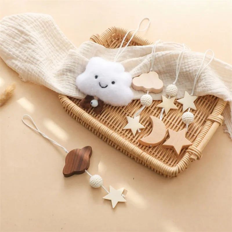 Axya Wooden Baby Gym: Moon Cloud Star Rattle Montessori Toy