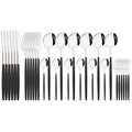 Axyaa Black Silver Stainless Steel Cutlery Set Dinnerware Flatware Fork Knife Spoon