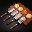 Axyaa Stainless Steel Cheese Grater with Wooden Handle and Vegetable Slicer