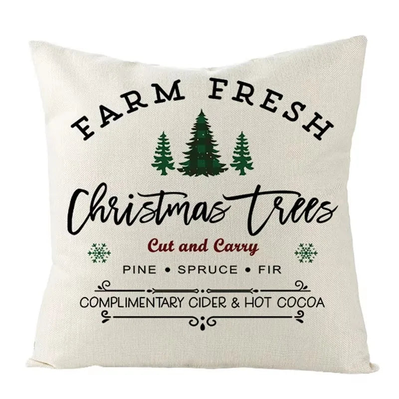 Axyaa Christmas Linen Square Pillow Case 45X45CM