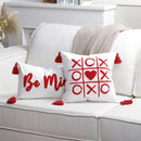 Axyaa Red & White Velvet Embroidered Couple Cushion Cover Set